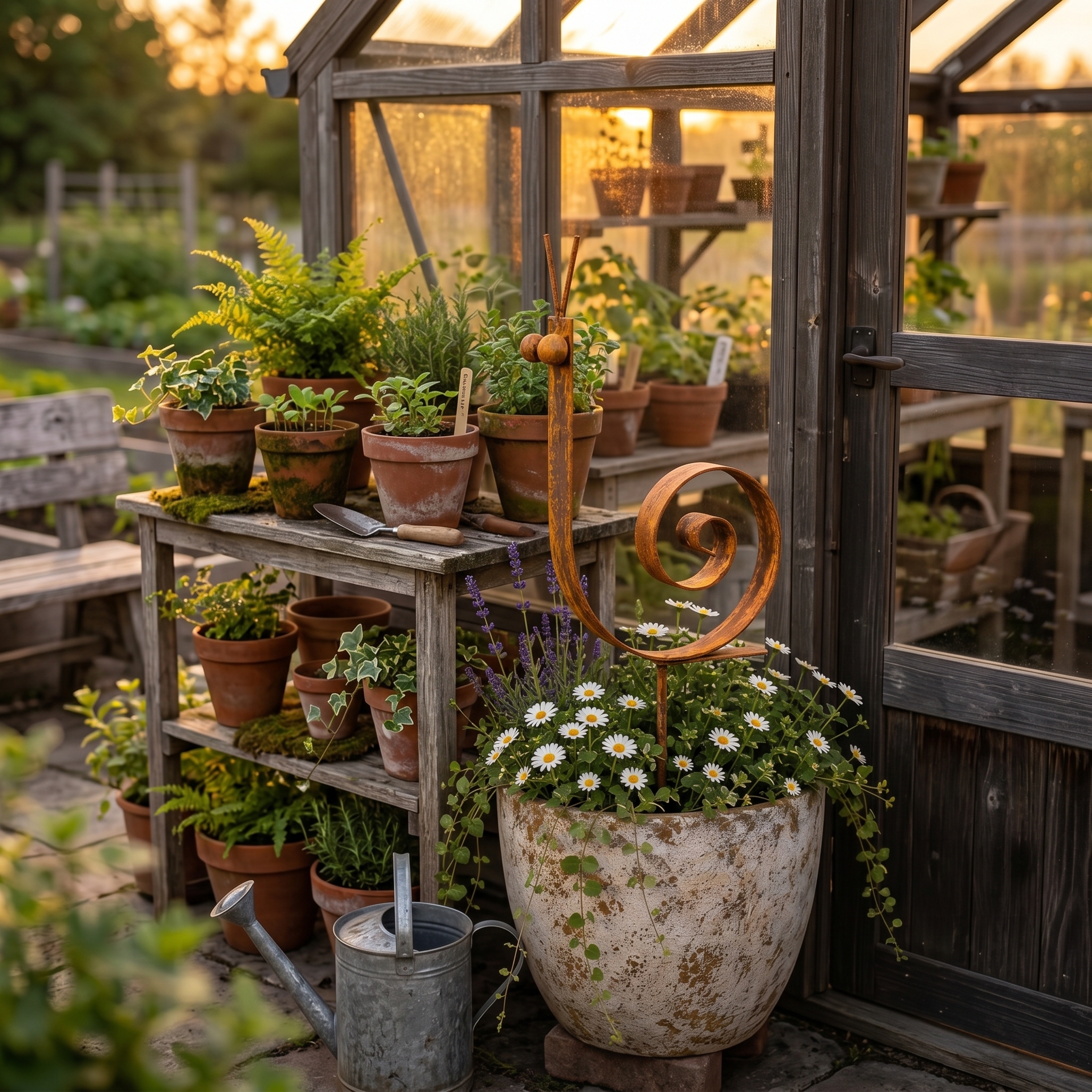Rustic Metal Snail Garden Stake