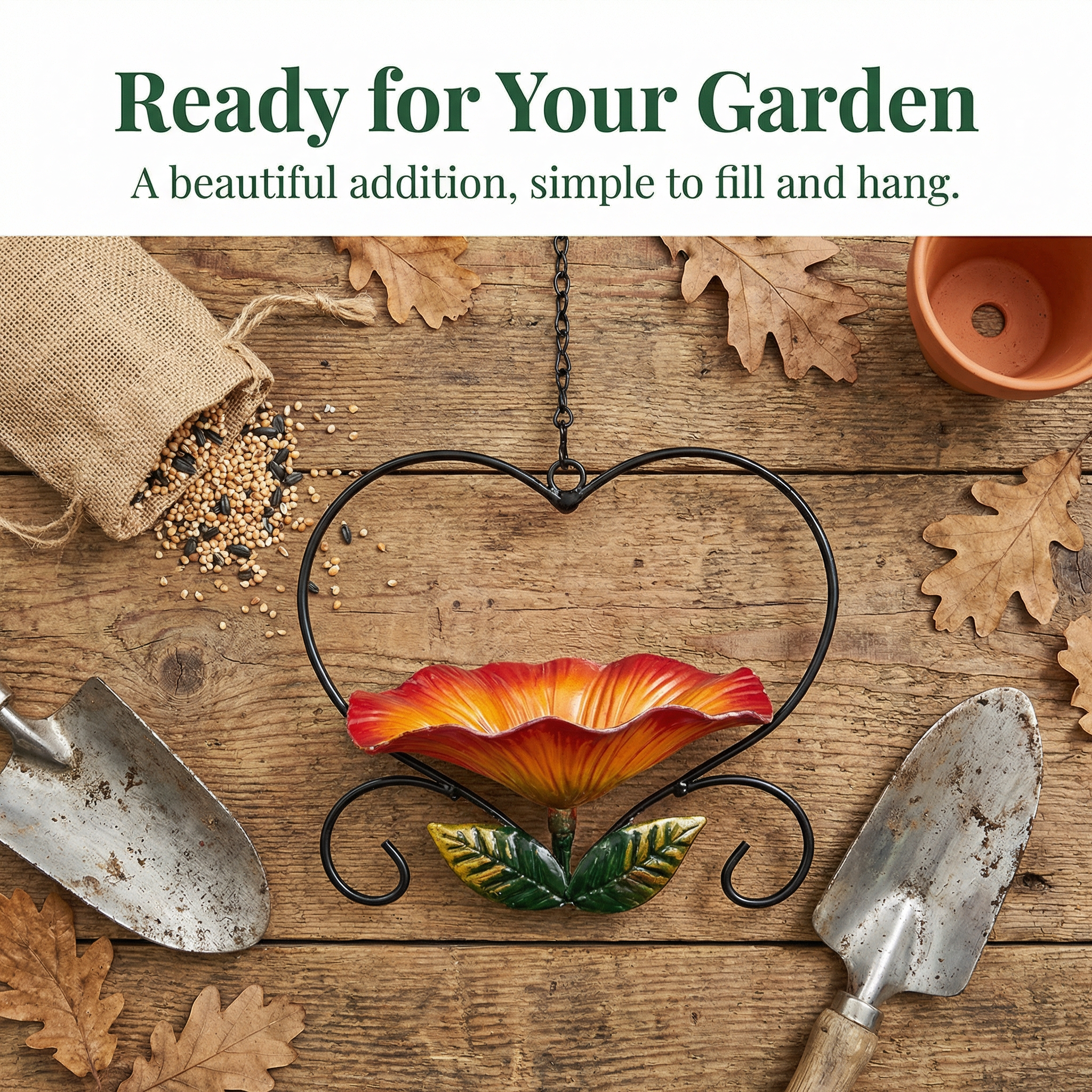 Heart-Shaped Hanging Bird Feeder – Decorative Outdoor Garden Feeder for Small Birds