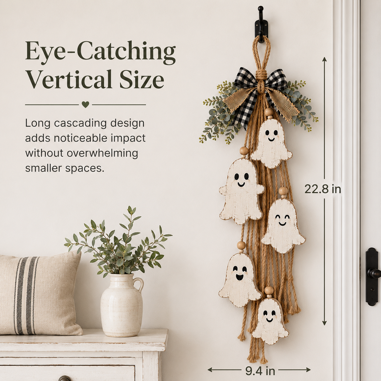 Rustic Ghost Hanging Decor – Farmhouse Halloween Wall & Door Decoration