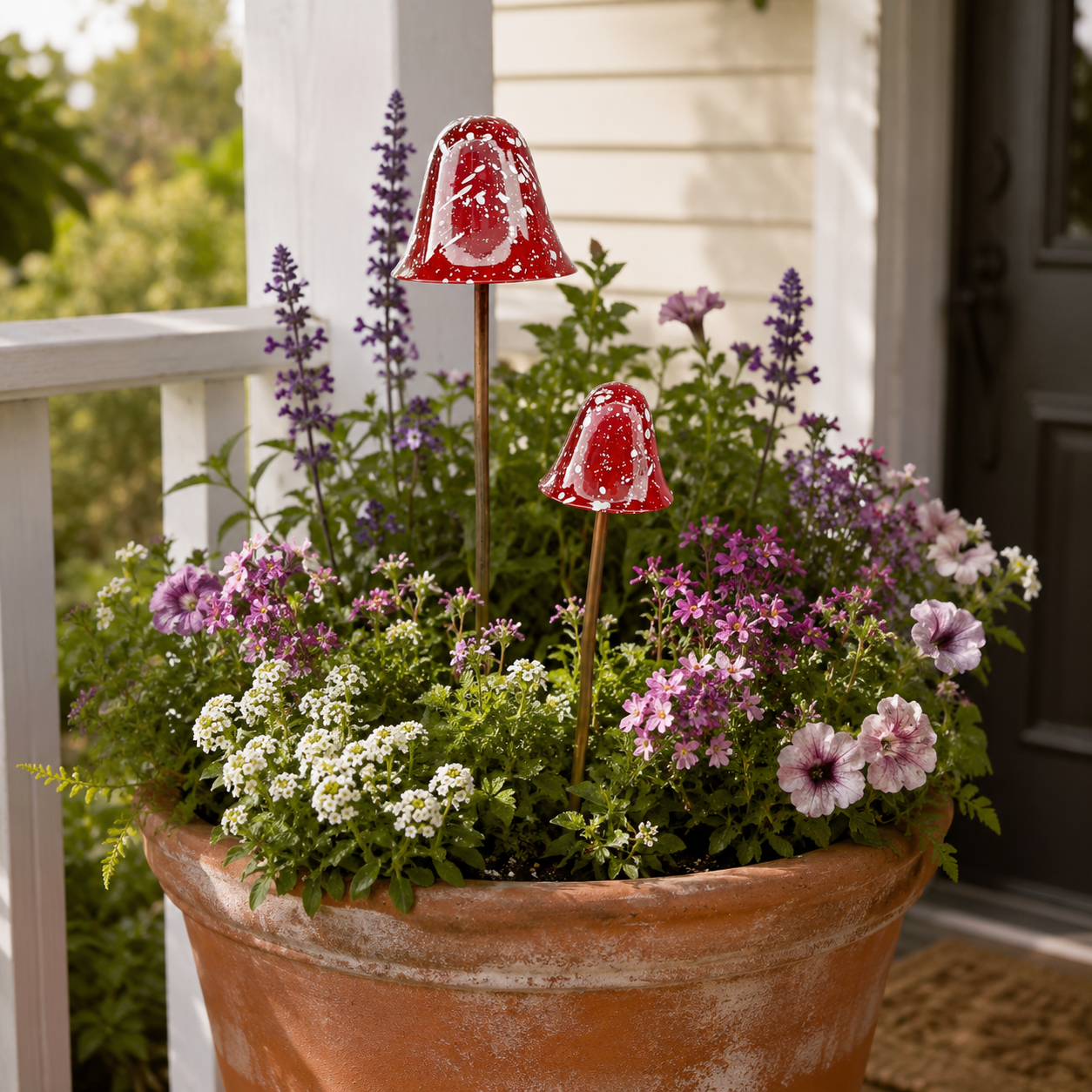 2-Piece Speckled Mushroom Garden Stakes