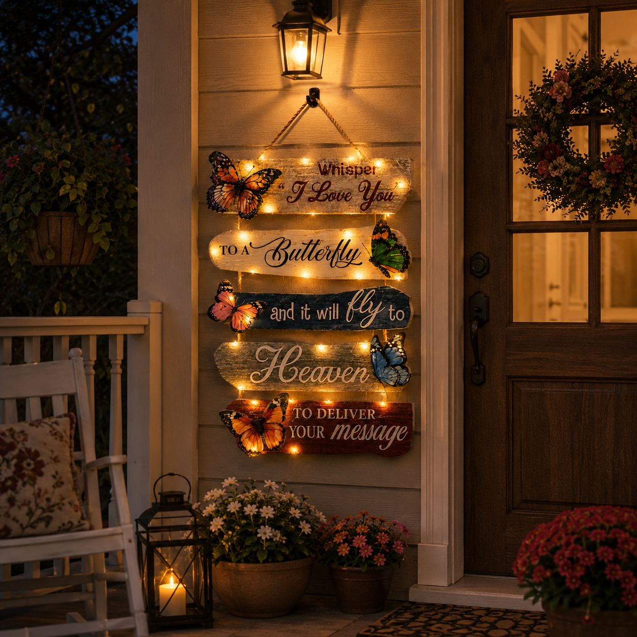 Lighted Butterfly Memorial Hanging Sign