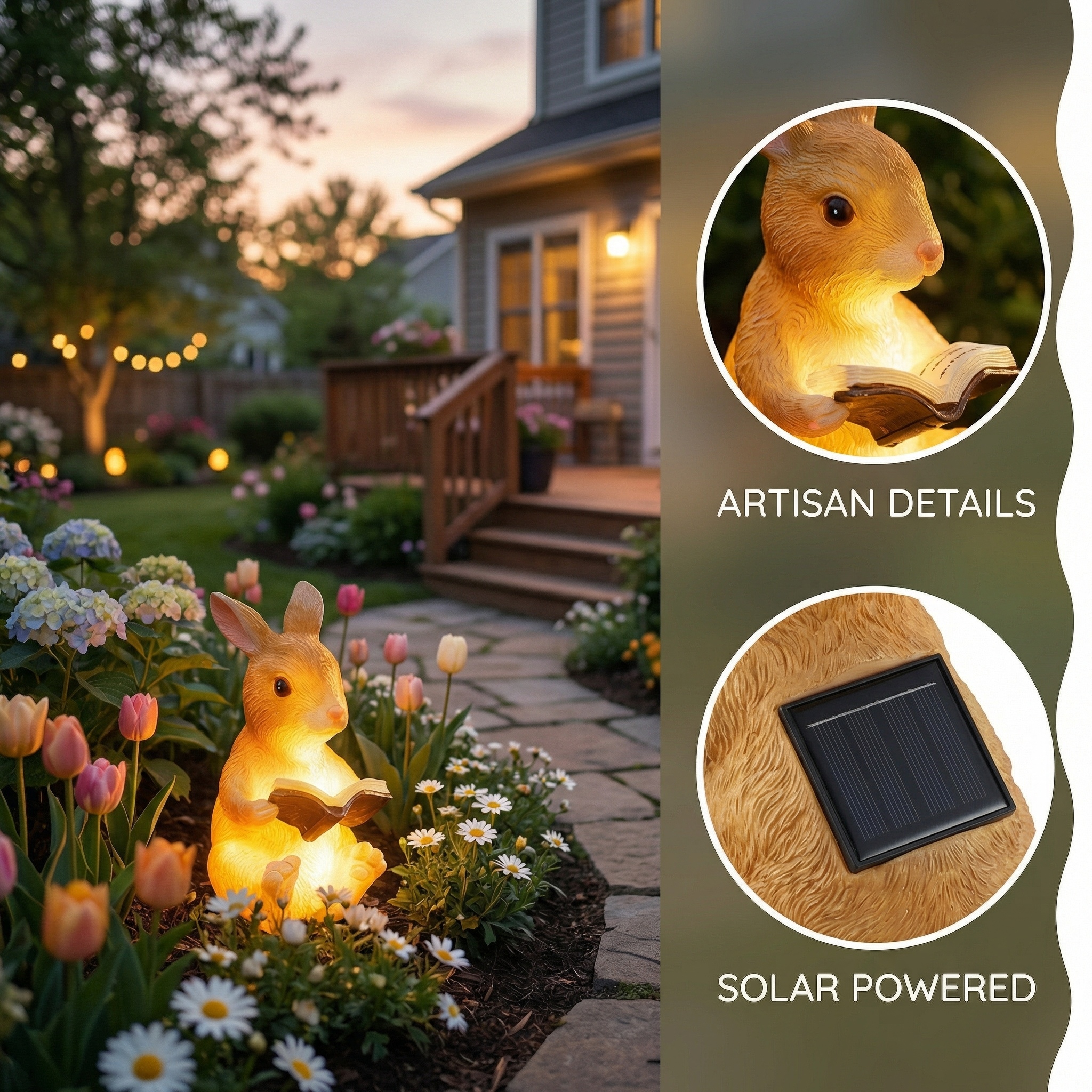 Solar Woodland Garden Stake Light – Rabbit & Squirrel Outdoor Pathway Decor
