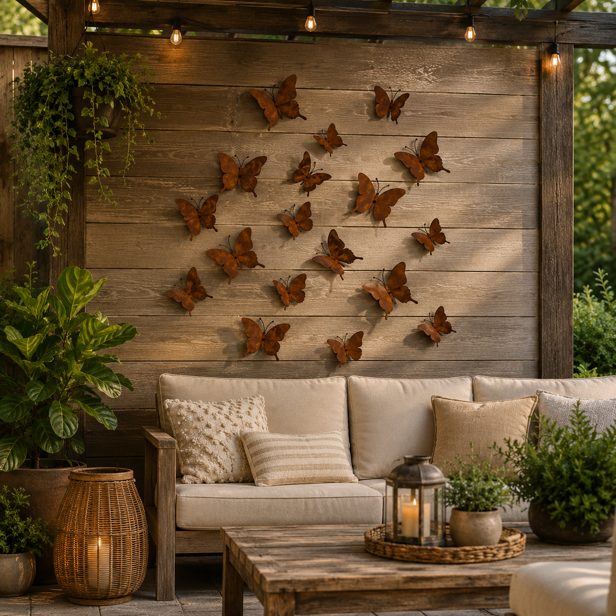 15-Piece Rustic Metal Butterfly Wall Decor Set