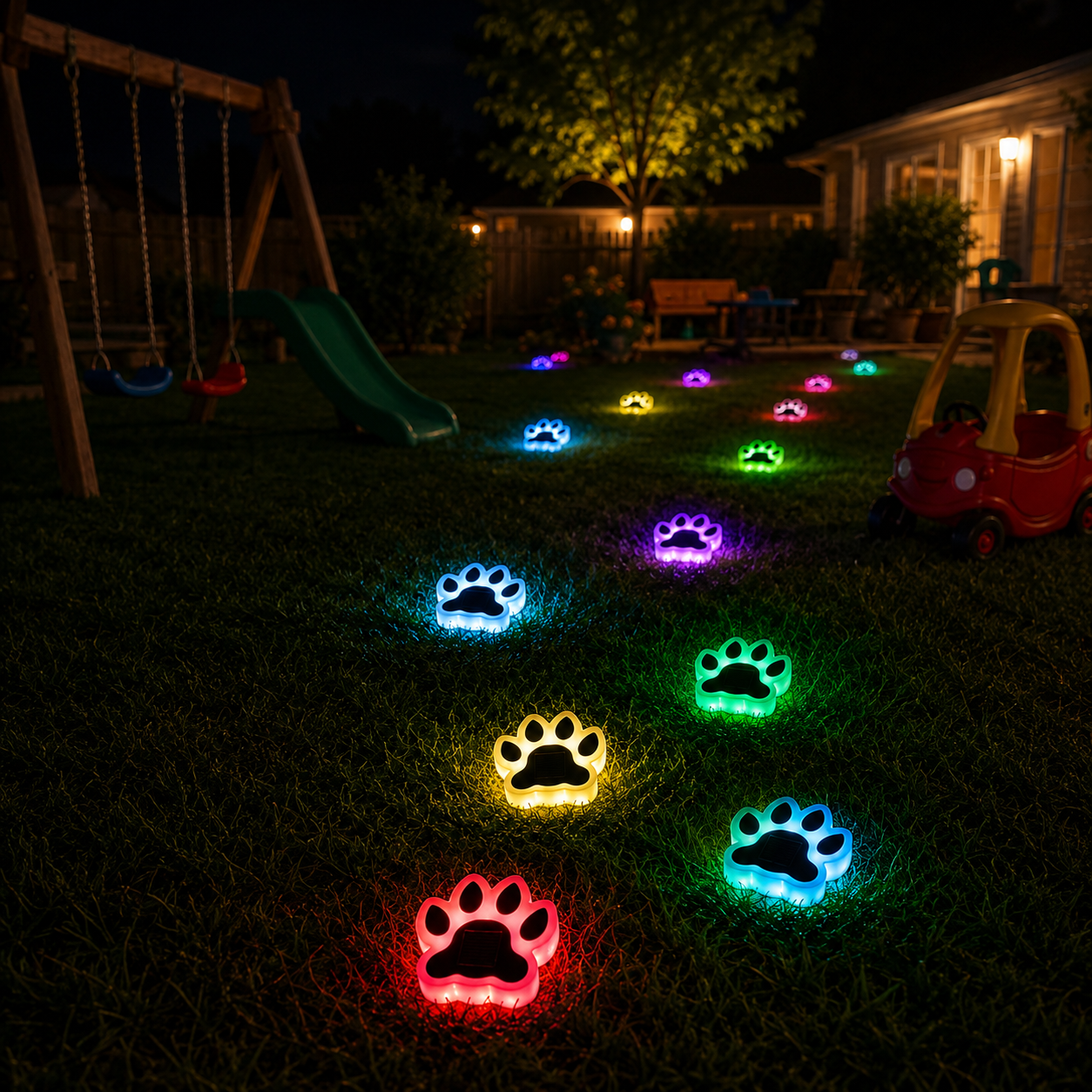 Solar Paw Path Lights for Yard, Garden & Walkway