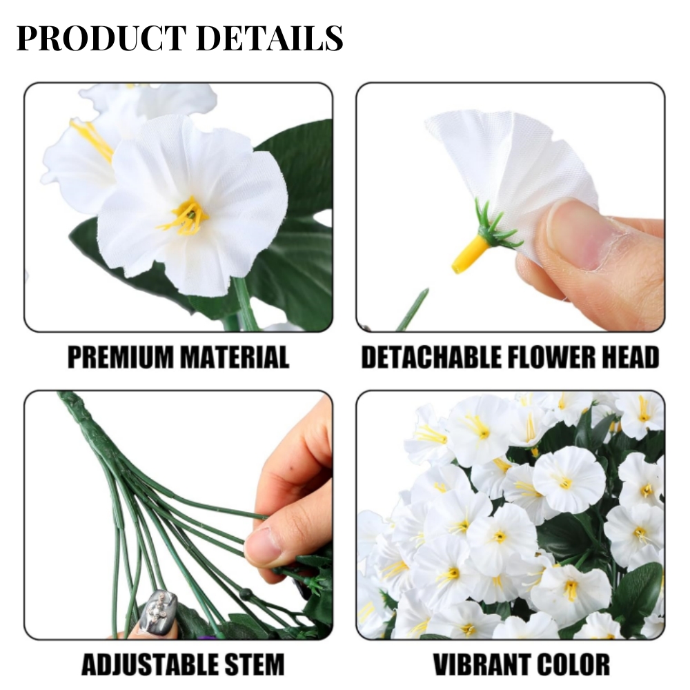 Artificial Faux Hanging Flowers Plants - UV resistant, Waterproof, Windproof , No watering , No wilting