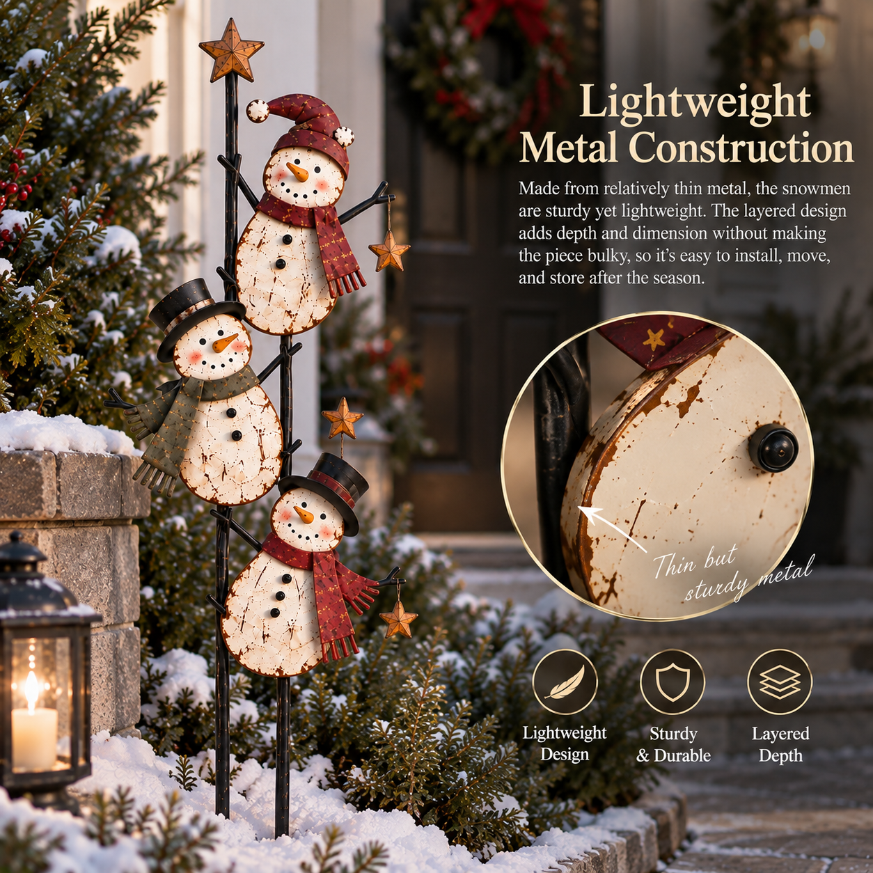 Vintage Climbing Snowman Christmas Garden Stake