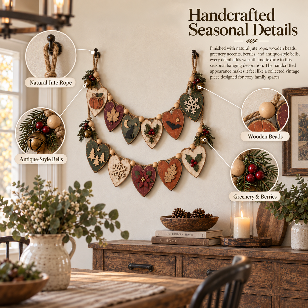 Vintage Seasonal Heart Garland