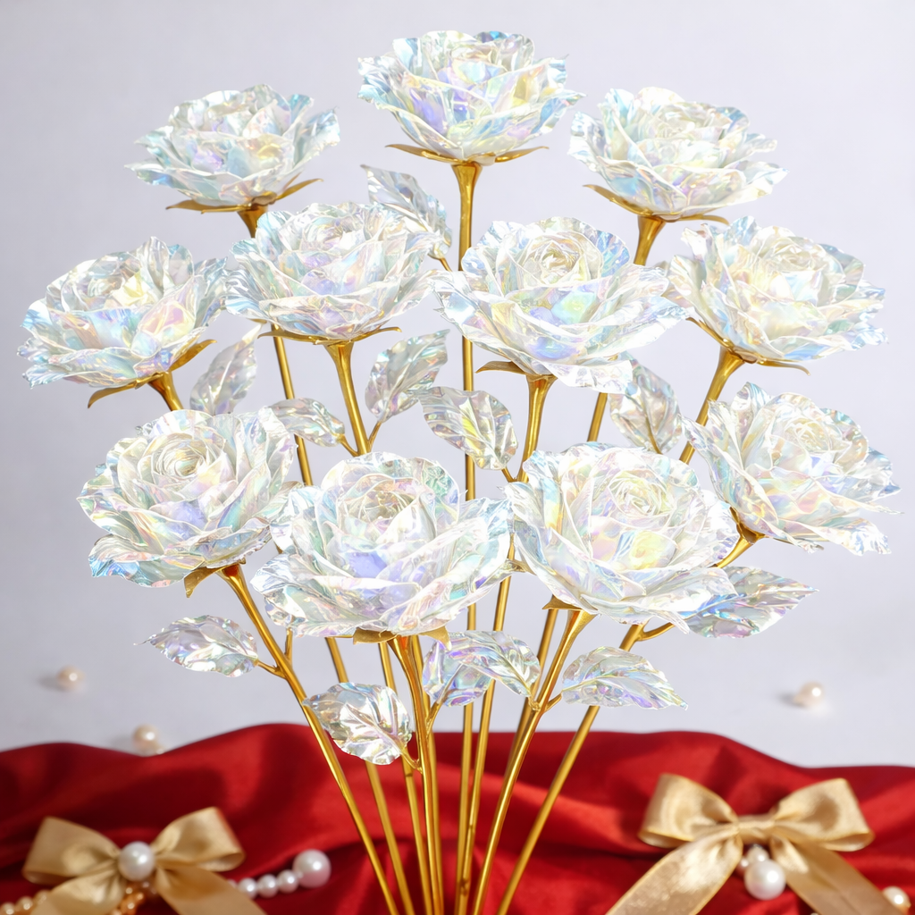10 Stems Valentine's Day Metallic Shimmer Rose Bouquet