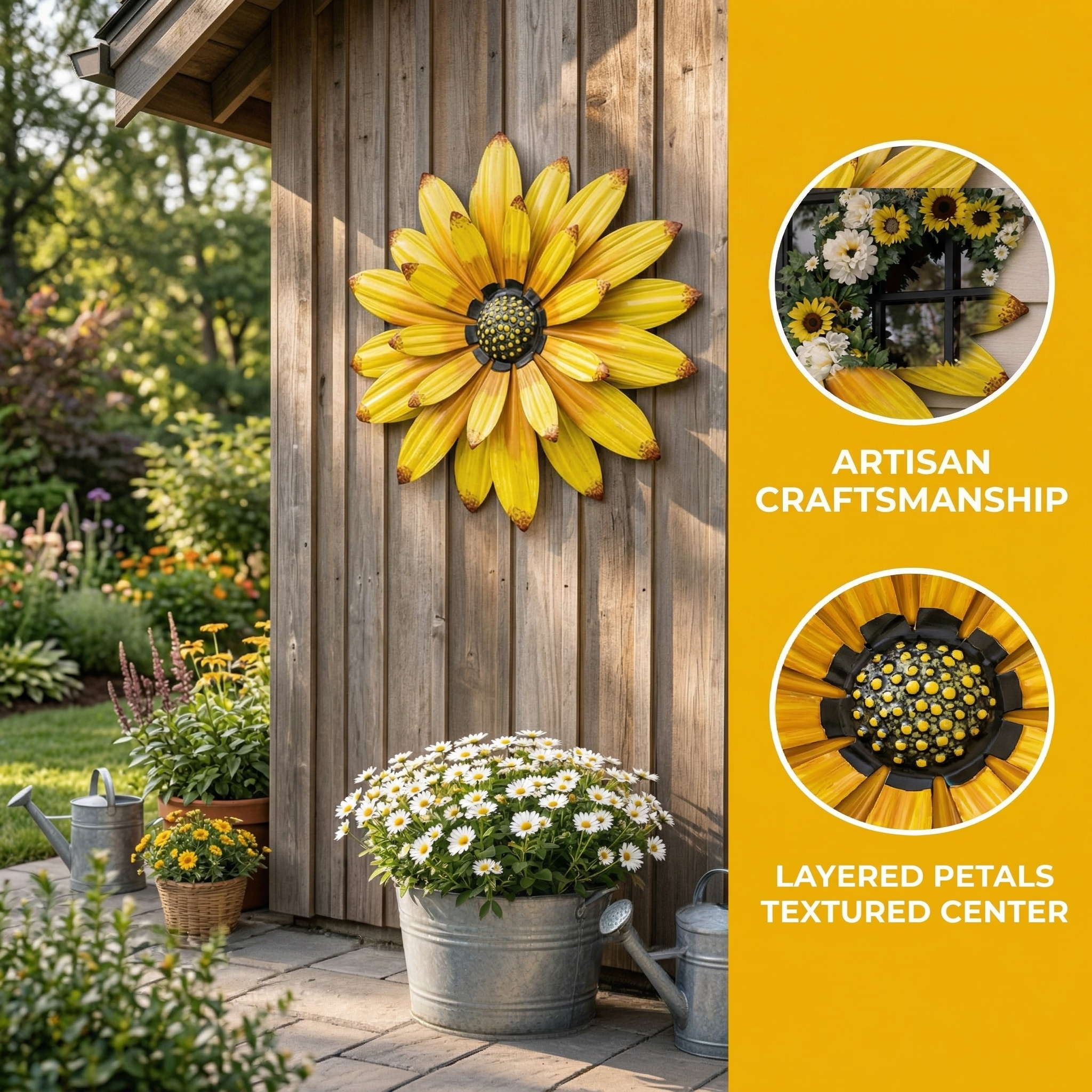 Sunflower Metal Wall Décor for Porch, Patio & Home