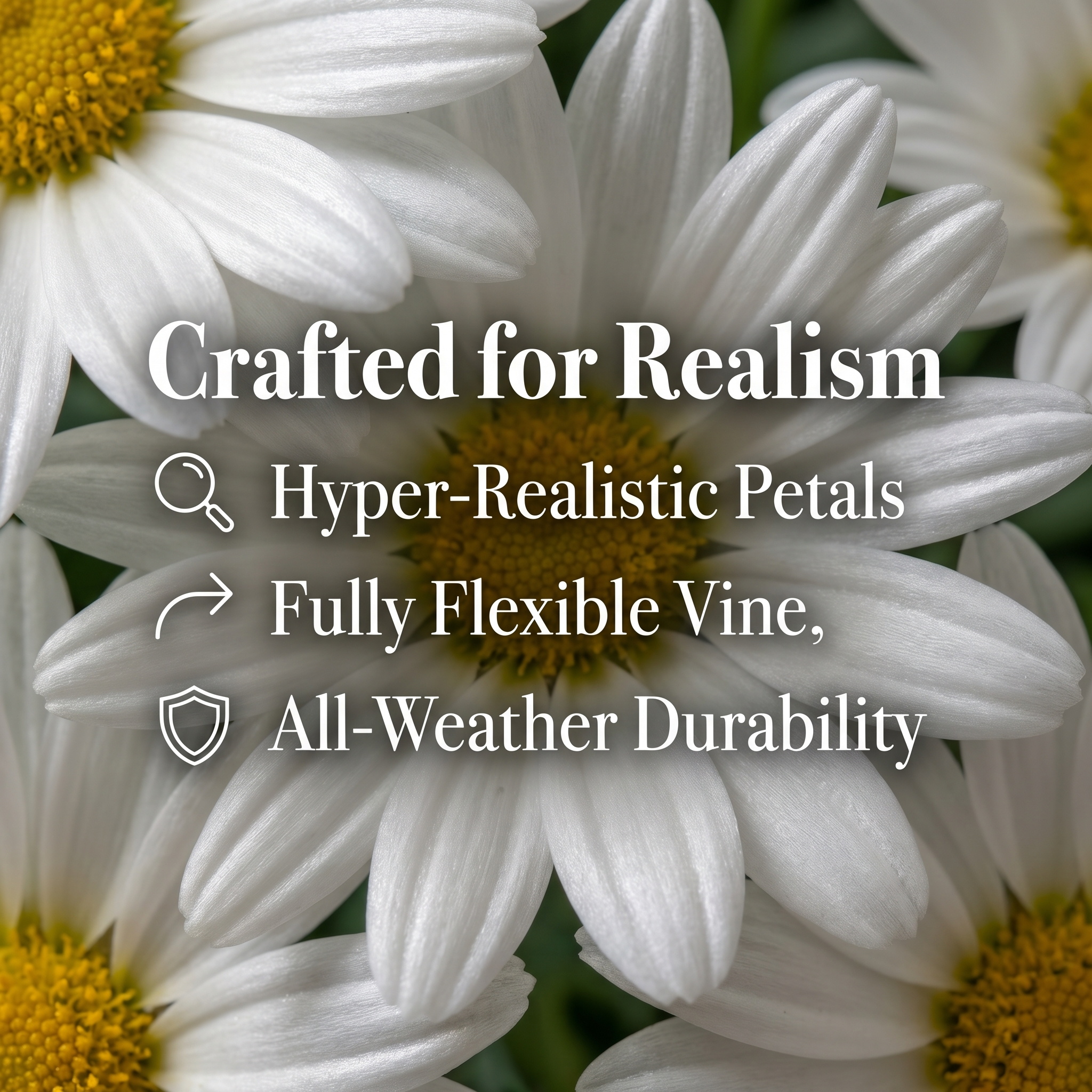 2-Pcs White Daisy Garland Vines for Porch, Wedding & Home Decor