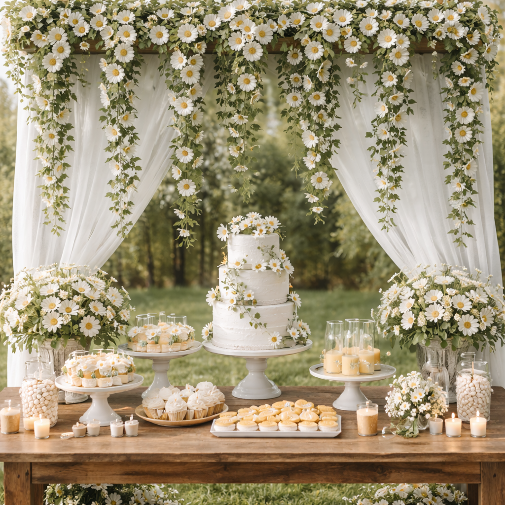 2-Pcs White Daisy Garland Vines for Porch, Wedding & Home Decor