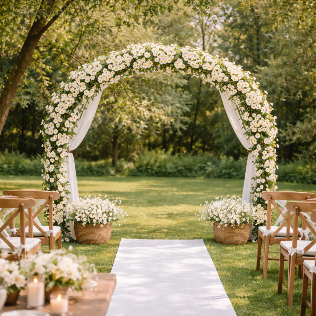 2-Pcs White Daisy Garland Vines for Porch, Wedding & Home Decor