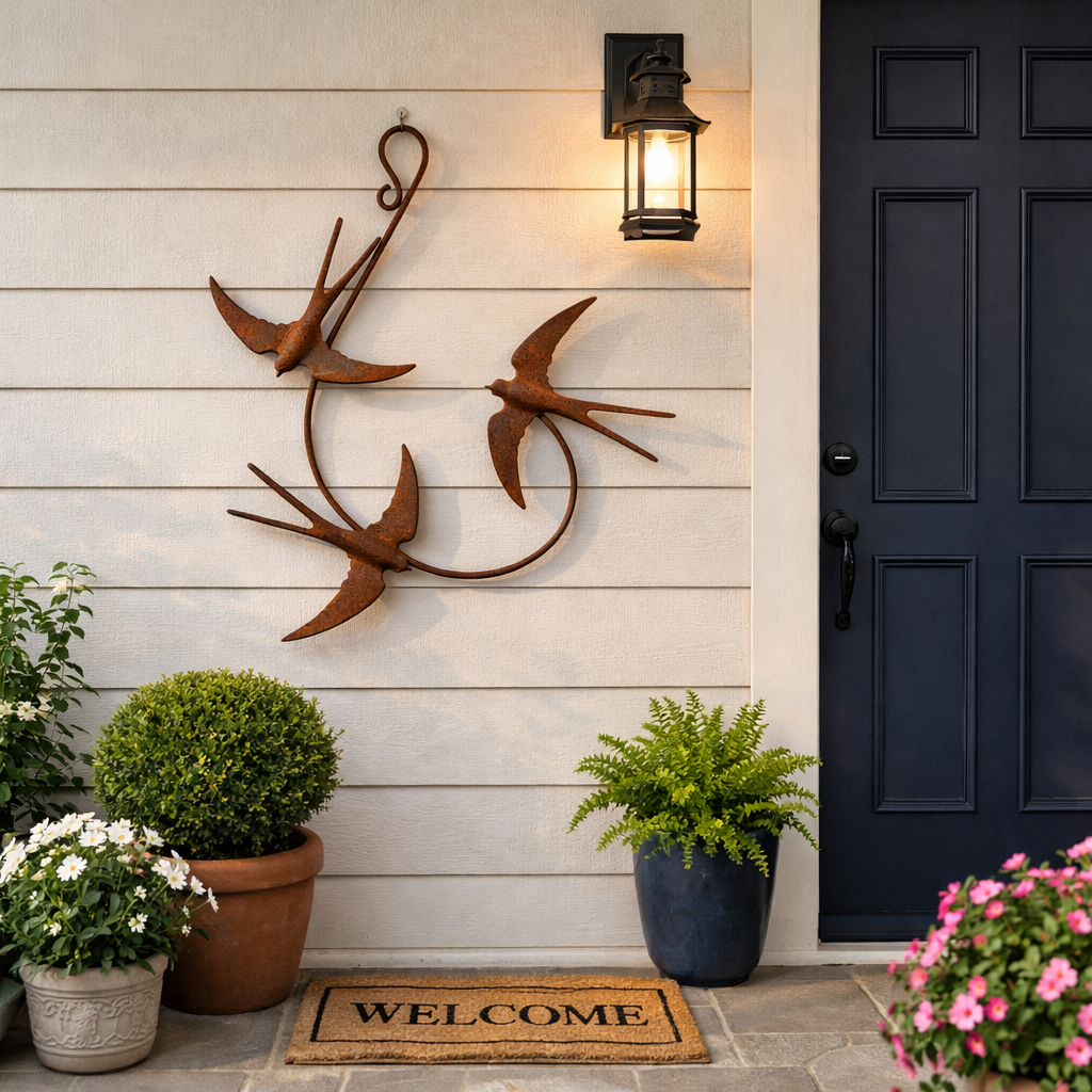 Rustic Metal Swallow Wall Art for Indoor & Outdoor Decor