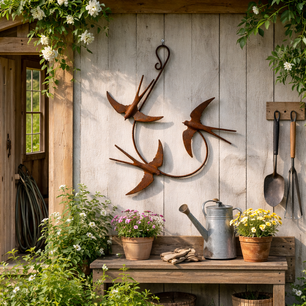 Rustic Metal Swallow Wall Art for Indoor & Outdoor Decor