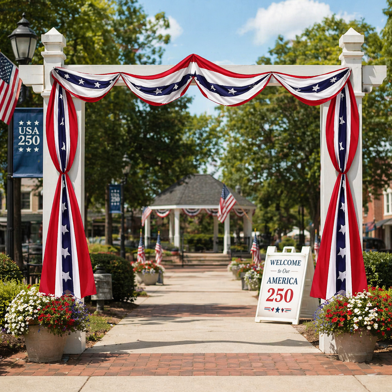 Patriotic Porch Bunting Banner – Red, White & Blue Party Decor