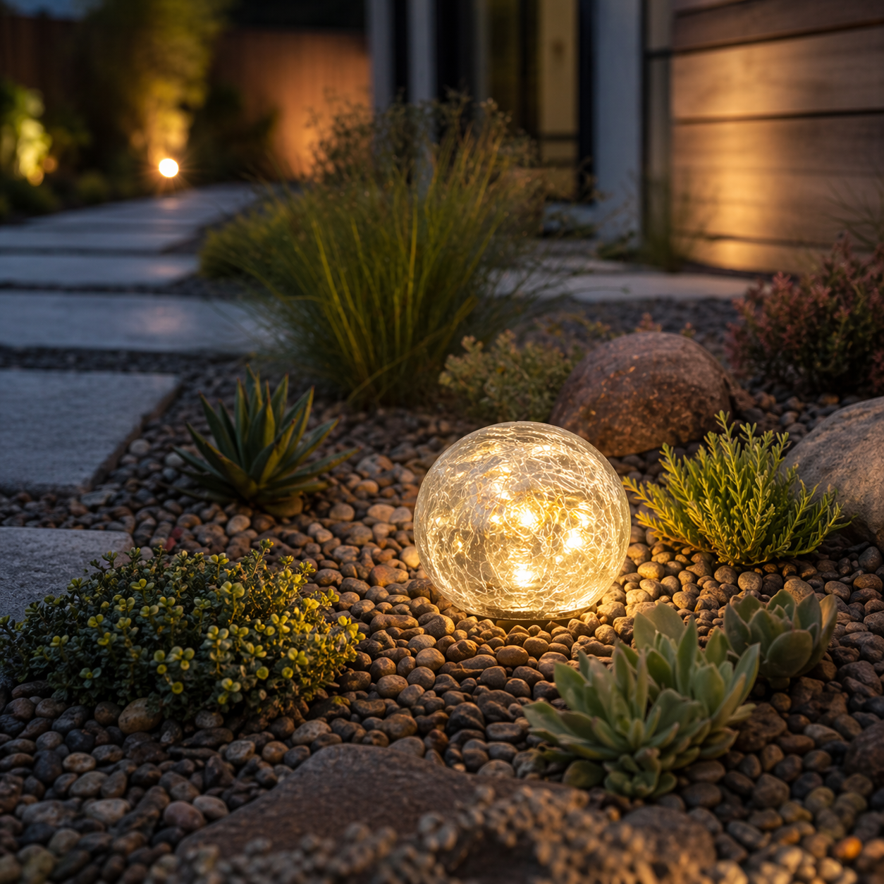 Solar Crackle Glass Globe Garden Light