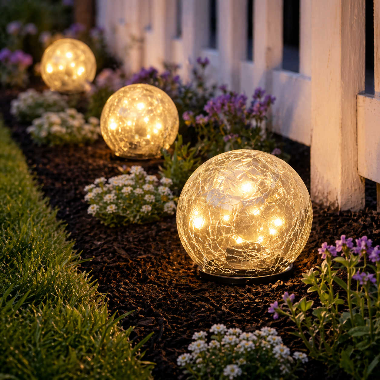Solar Crackle Glass Globe Garden Light