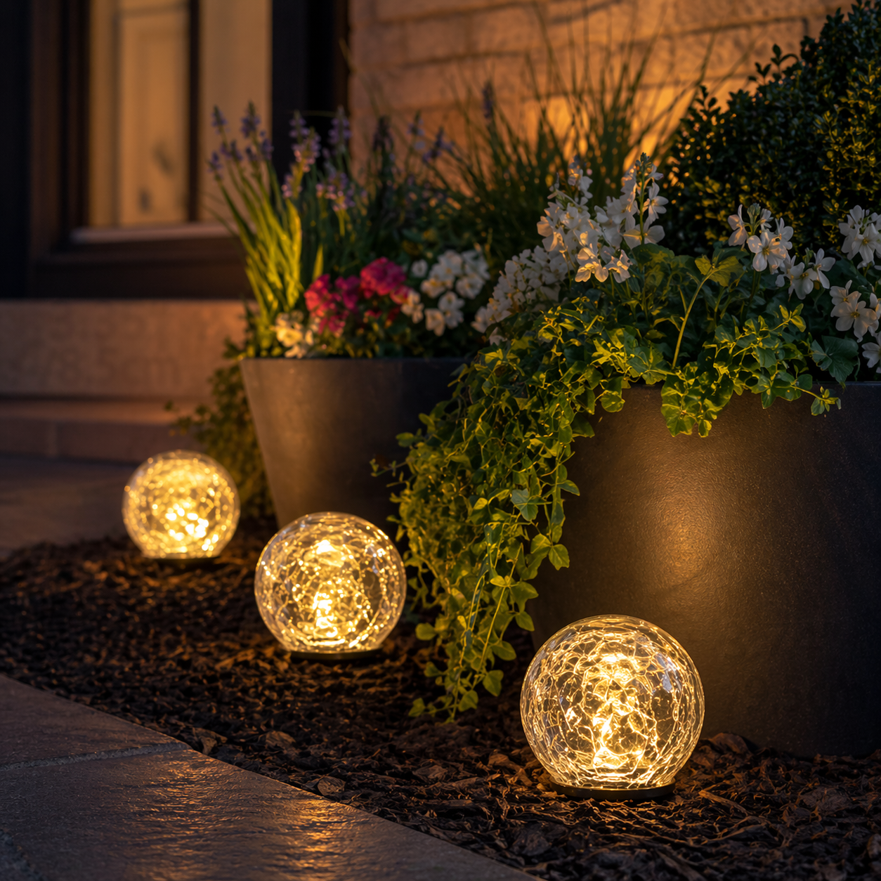 Solar Crackle Glass Globe Garden Light