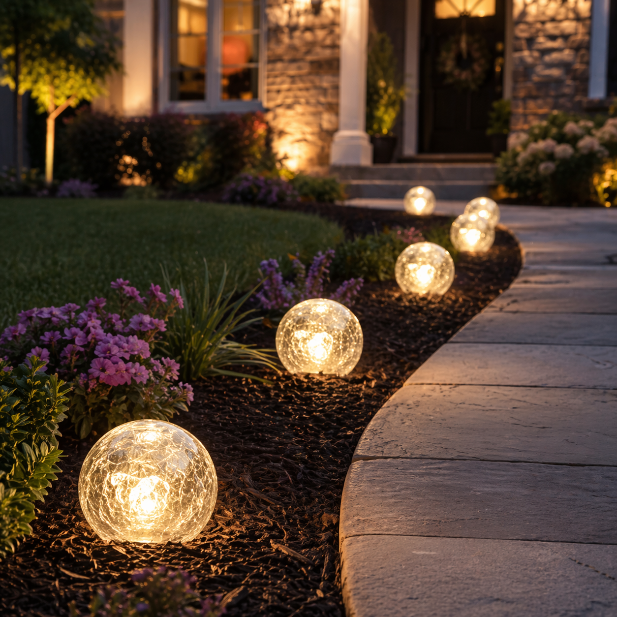 Solar Crackle Glass Globe Garden Light