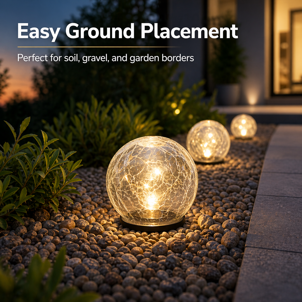 Solar Crackle Glass Globe Garden Light