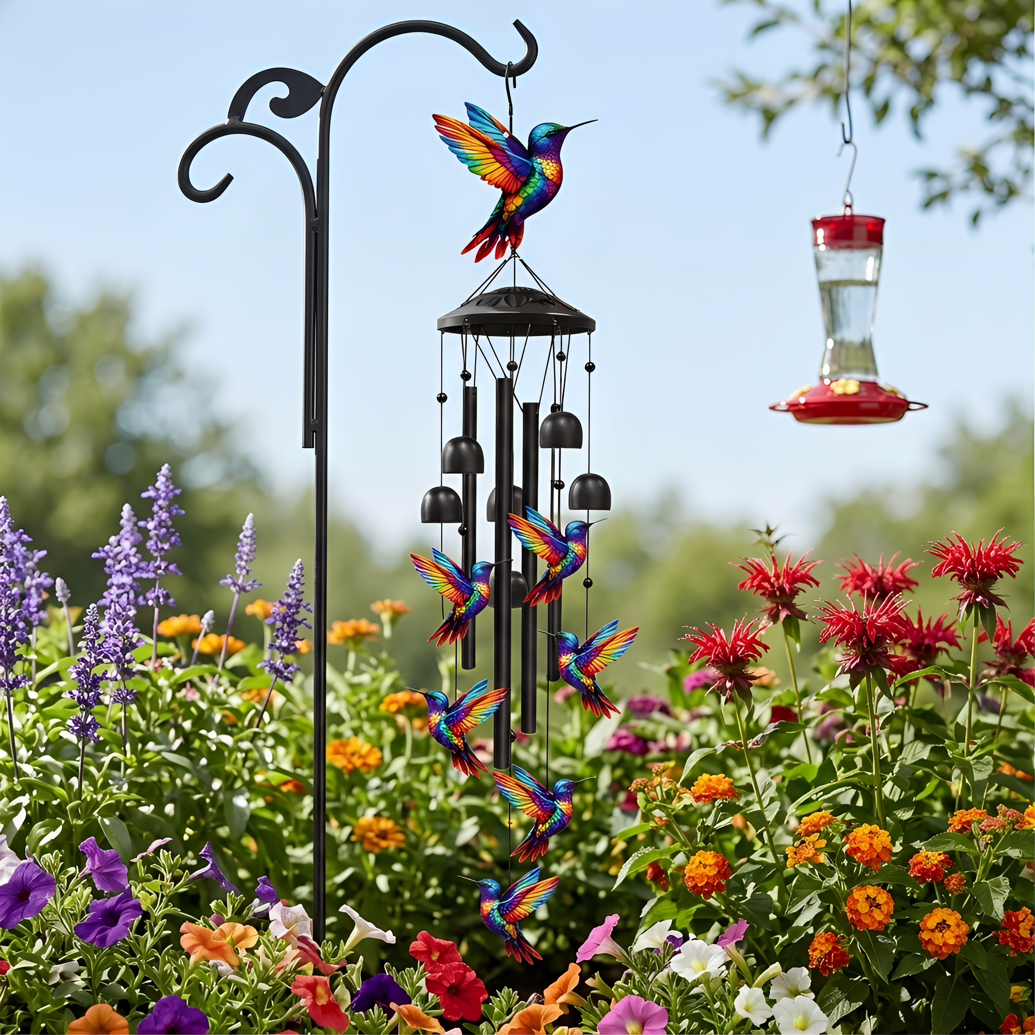 Colorful Hummingbird Wind Chime for Porch, Patio & Garden