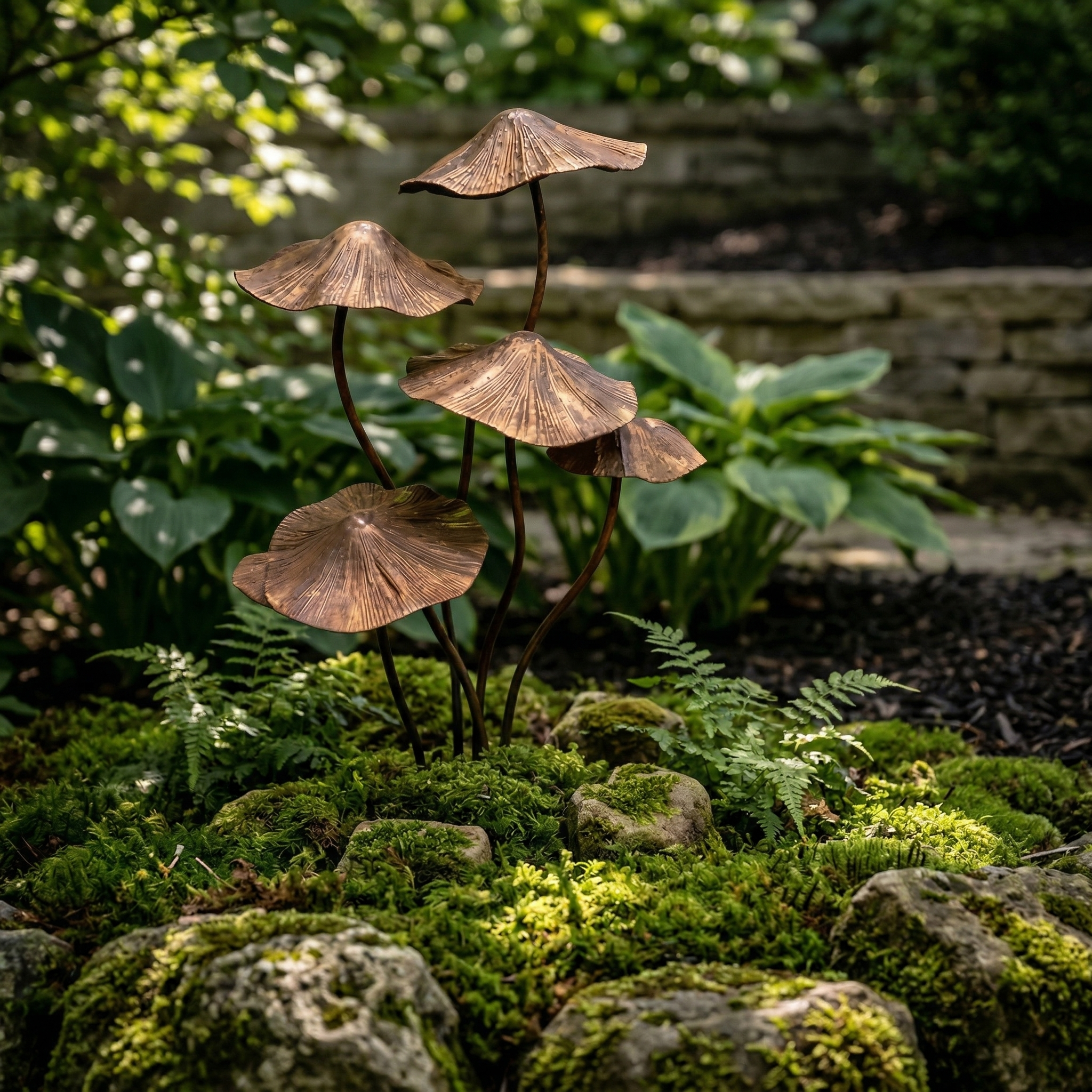 Rustic Iron Mushroom Garden Stake Décor for Yard, Porch & Planters