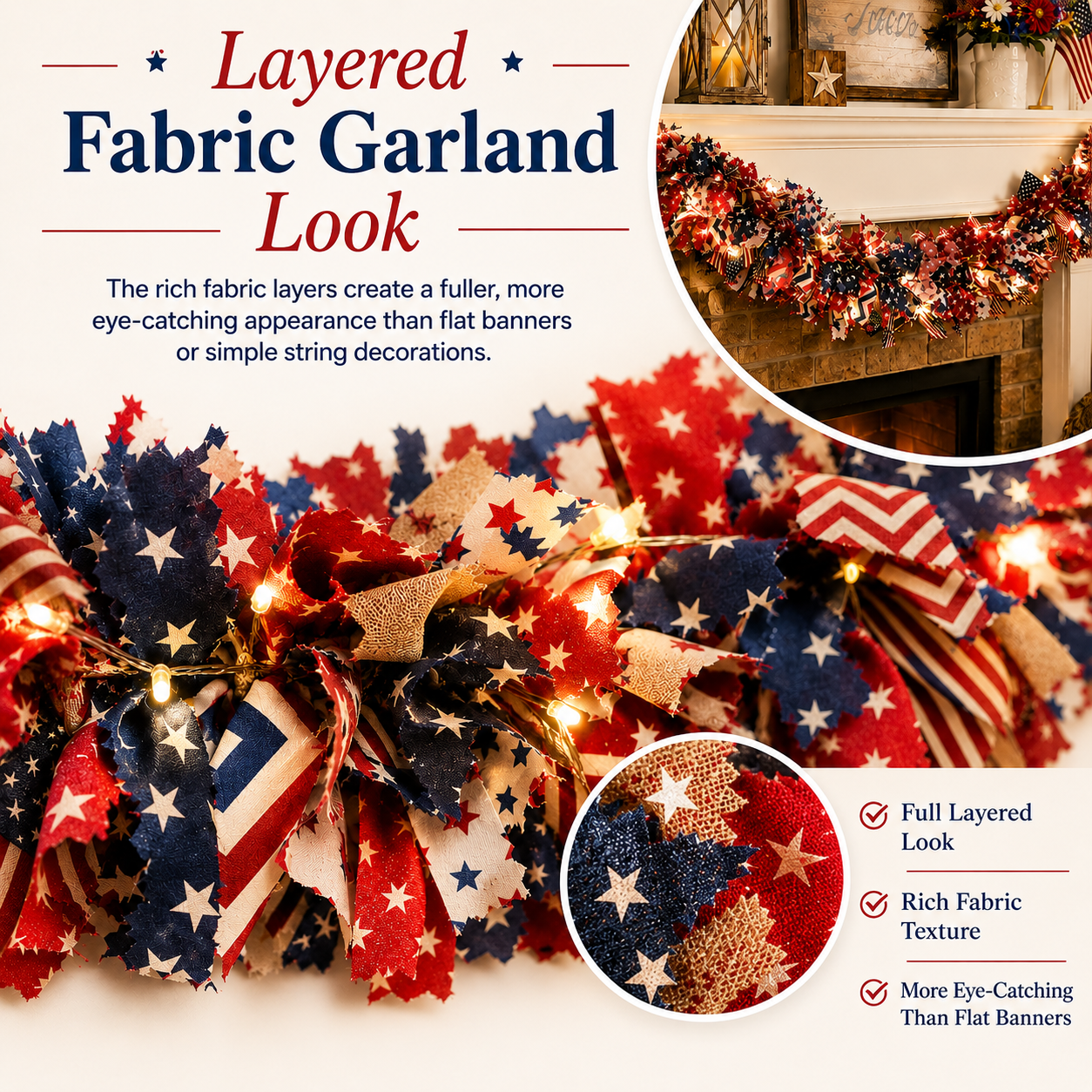 Light-Up Patriotic Garland for 4th of July Decor