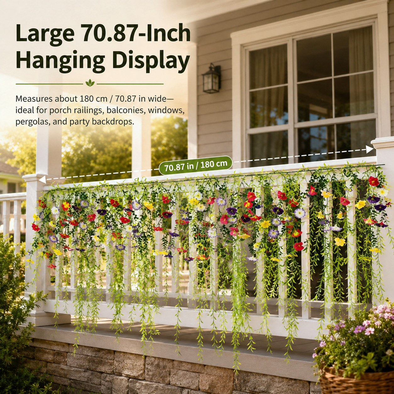 Large 70.87-Inch Artificial Hanging Flower Vine Garland Curtain