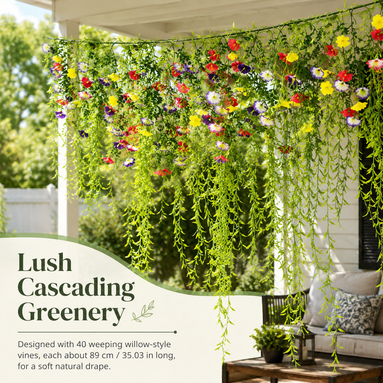 Large 70.87-Inch Artificial Hanging Flower Vine Garland Curtain