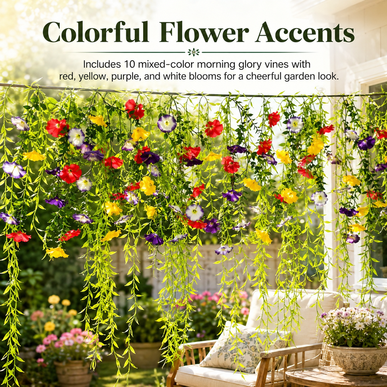 Large 70.87-Inch Artificial Hanging Flower Vine Garland Curtain