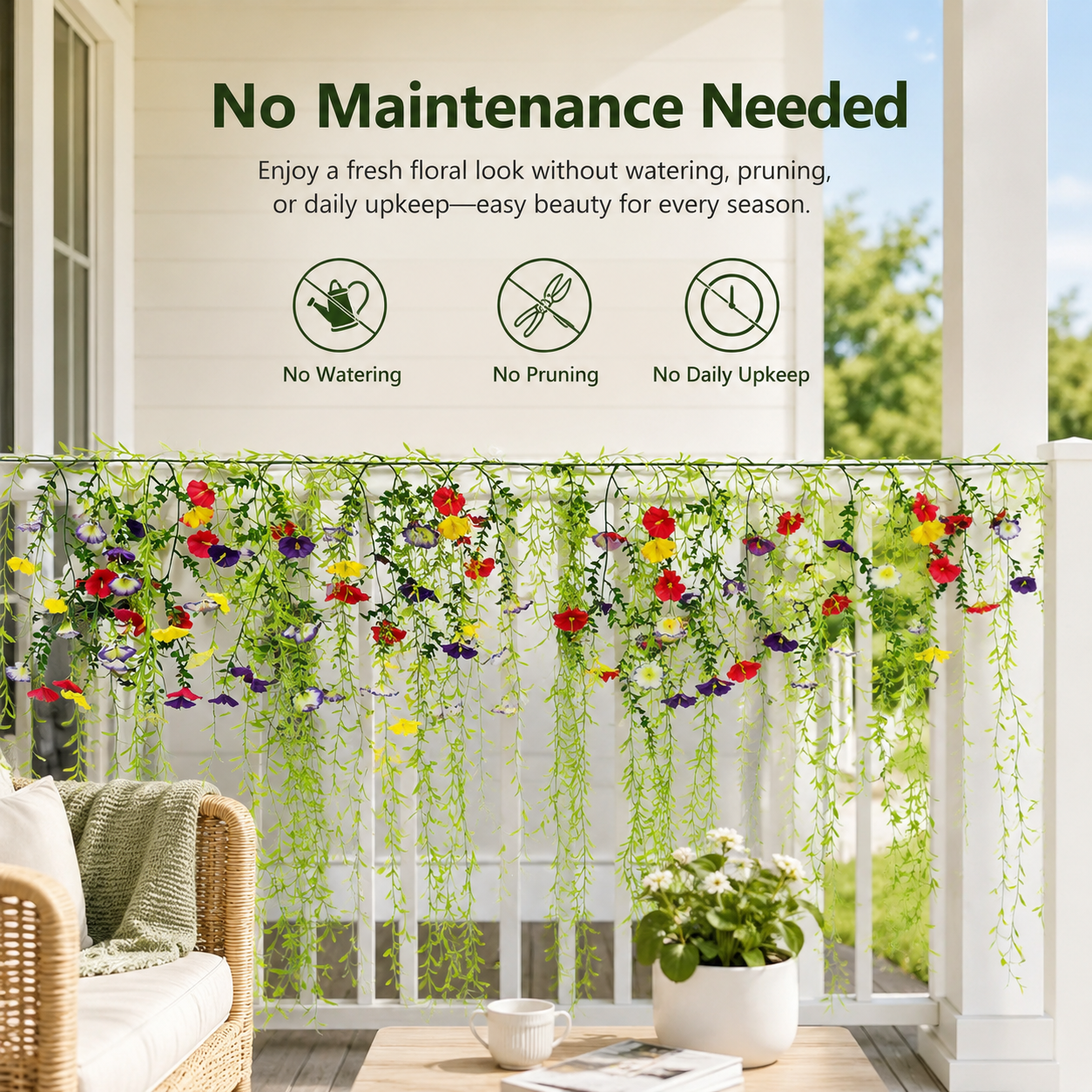 Large 70.87-Inch Artificial Hanging Flower Vine Garland Curtain