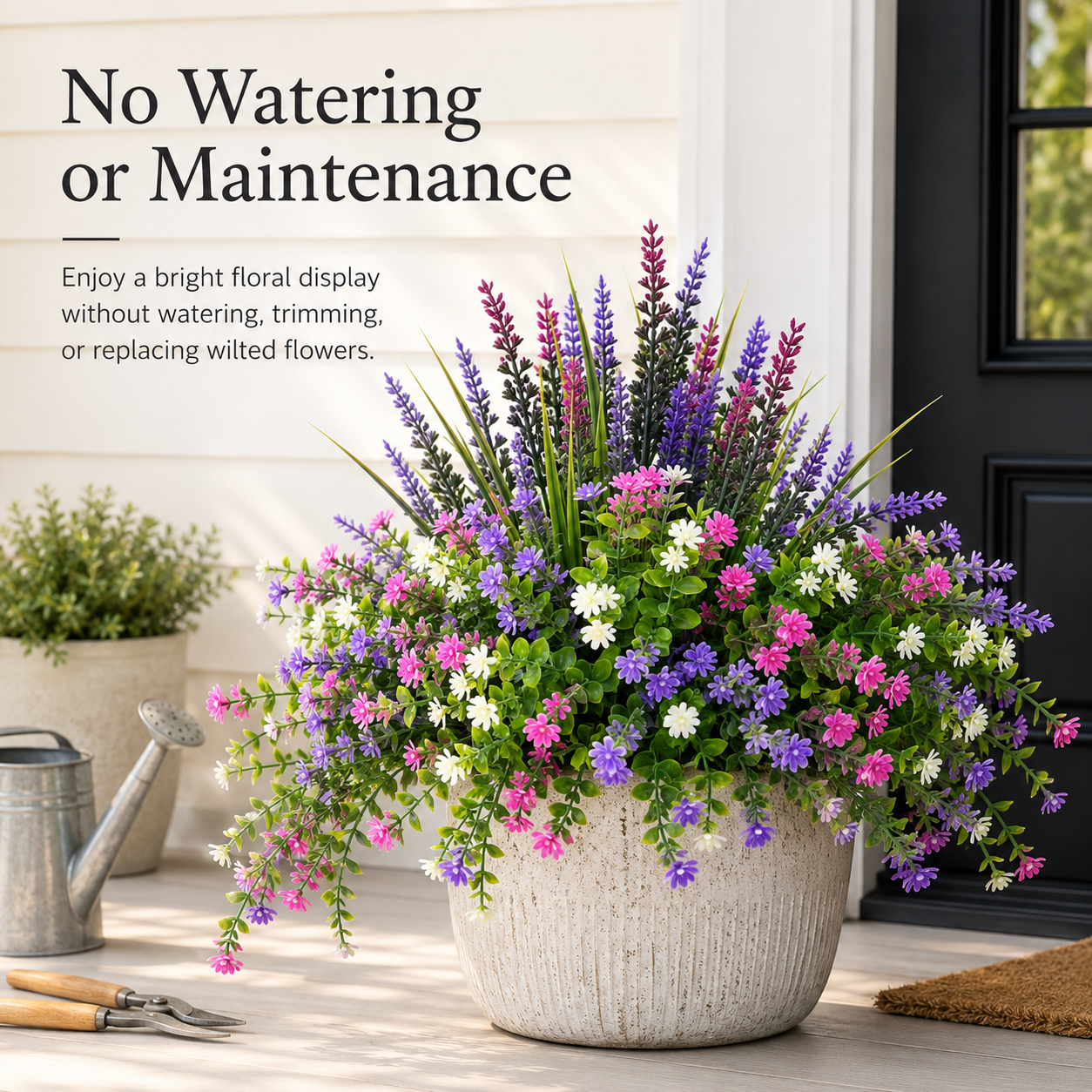 Mixed Artificial Flowers for Outdoor Planters – 5-Style Faux Flower Arrangement Set