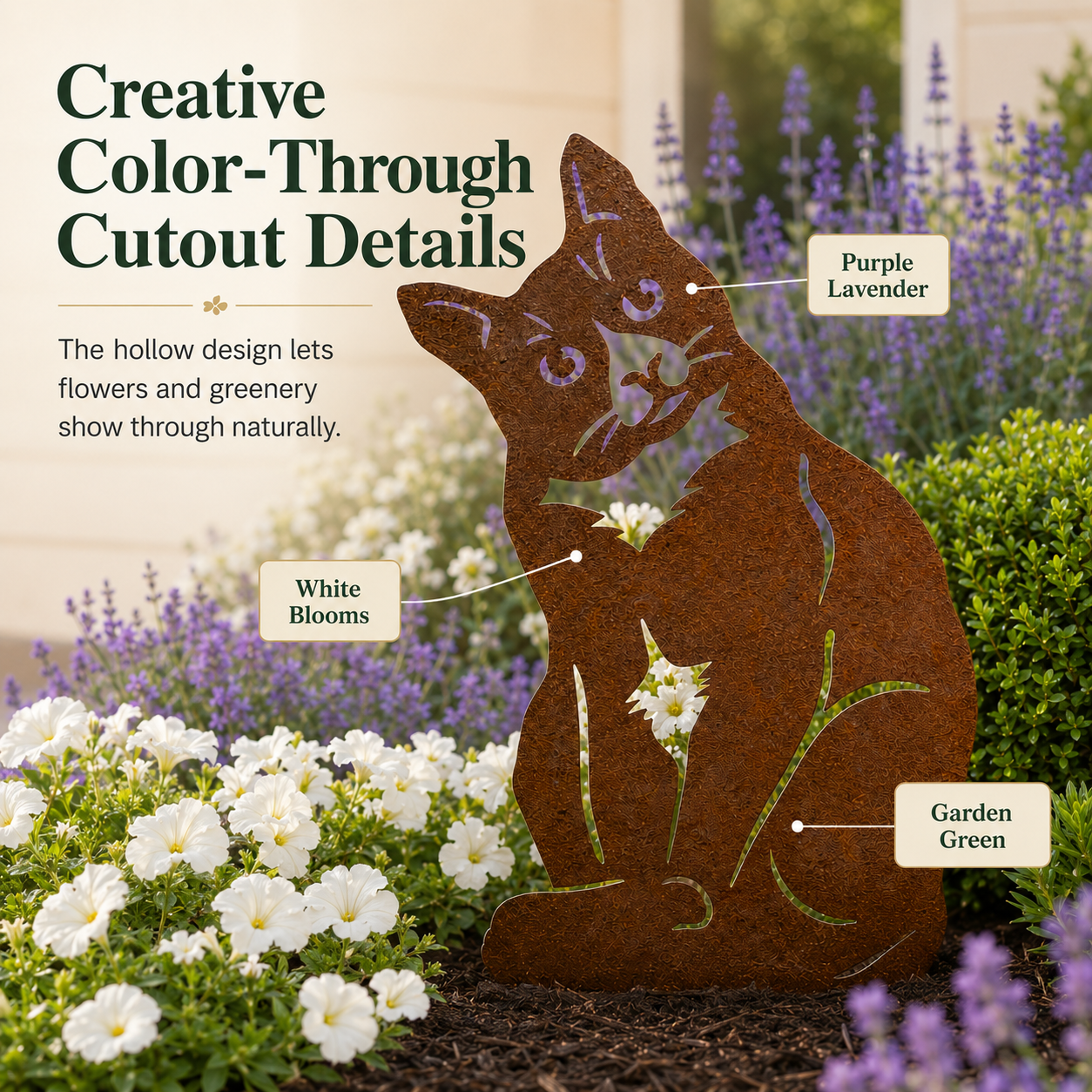 Rustic Metal Cat Garden Decor