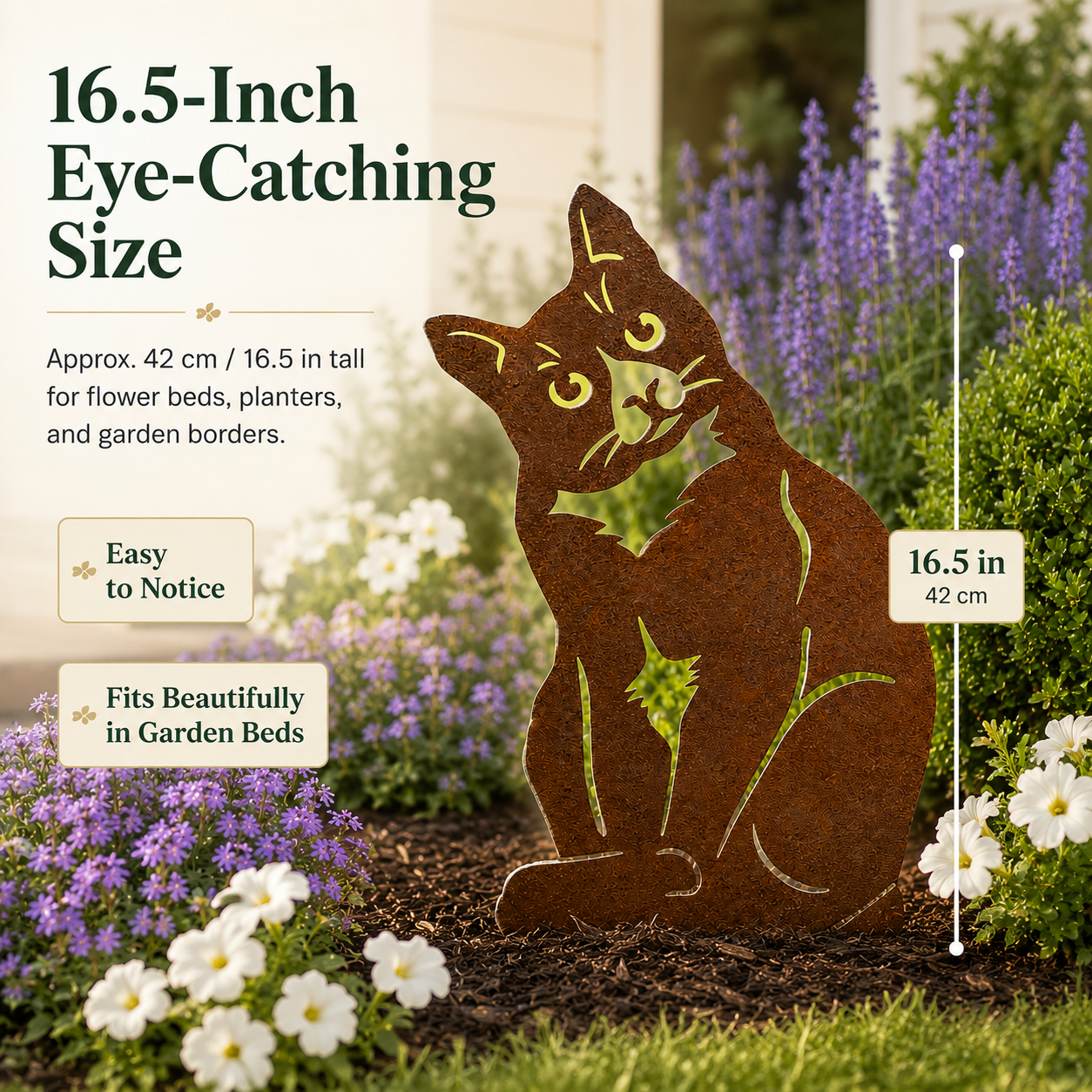 Rustic Metal Cat Garden Decor