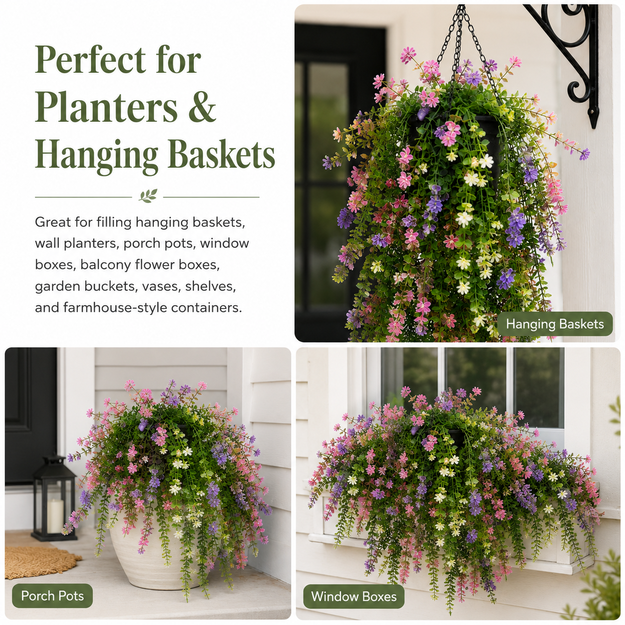 3-Pack 30.3 Inch Artificial Hanging Vine Flowers