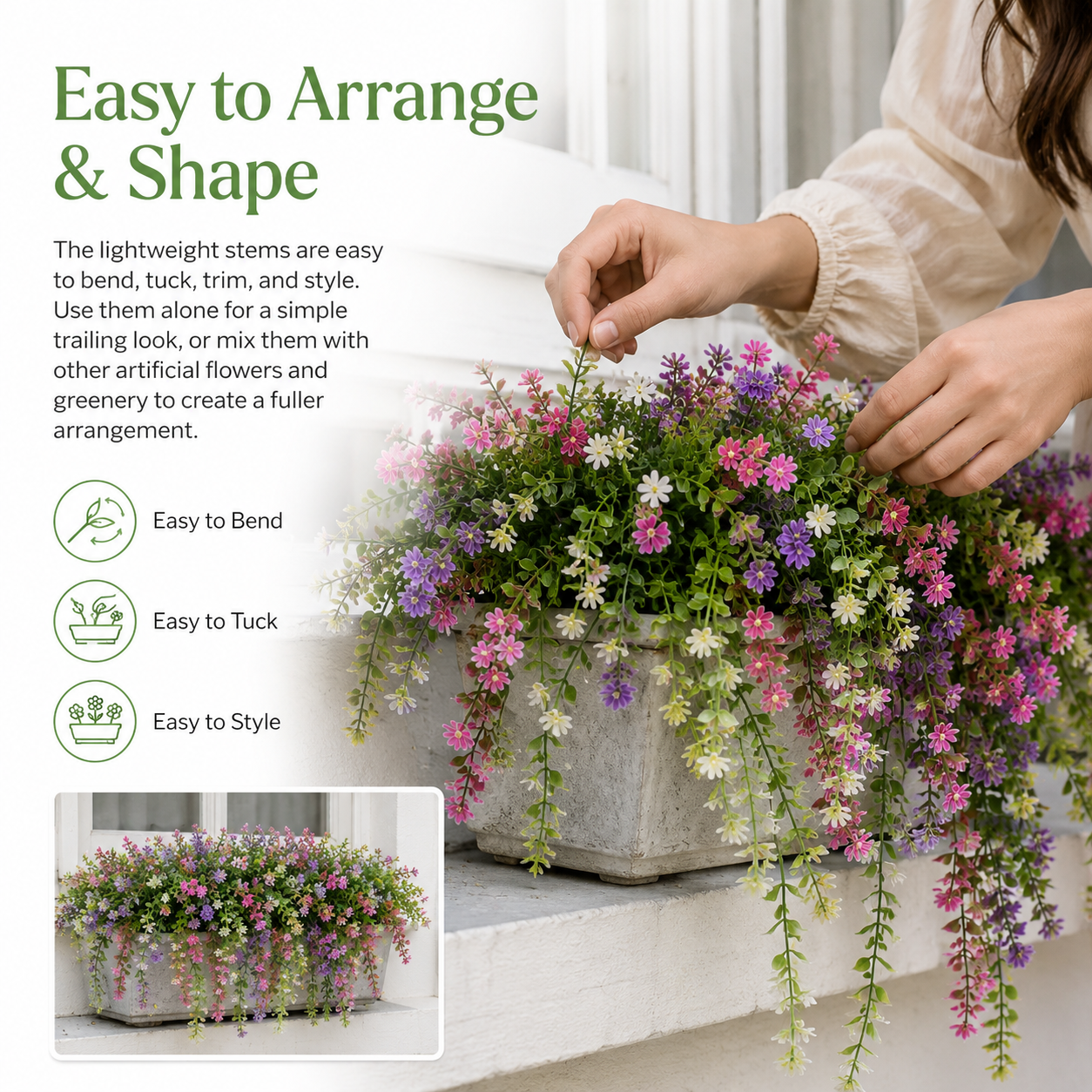 3-Pack 30.3 Inch Artificial Hanging Vine Flowers