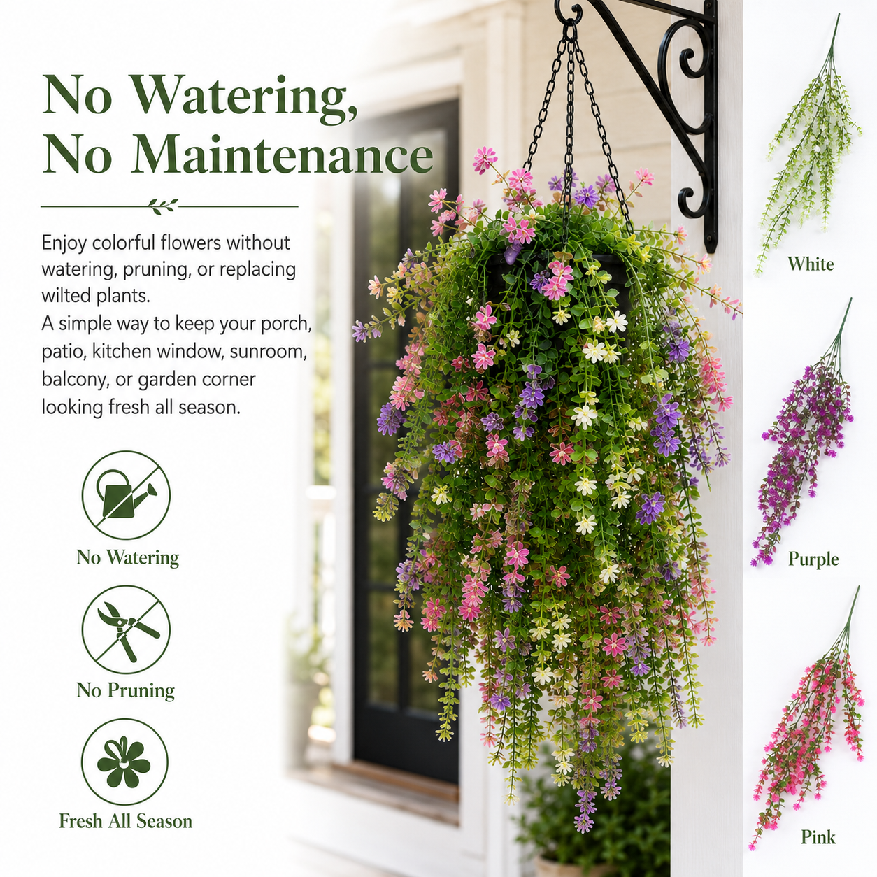 3-Pack 30.3 Inch Artificial Hanging Vine Flowers