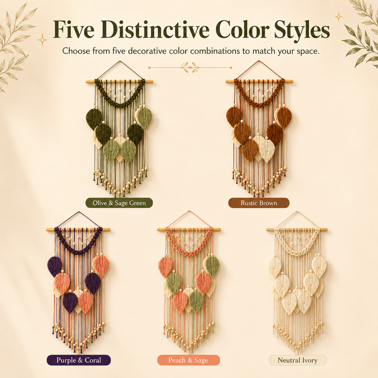Botanical Leaf Macramé Wall Hanging