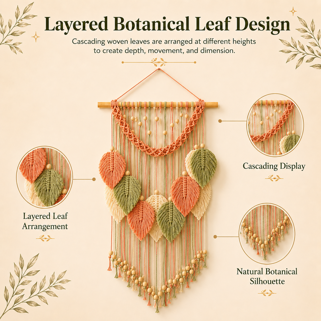 Botanical Leaf Macramé Wall Hanging