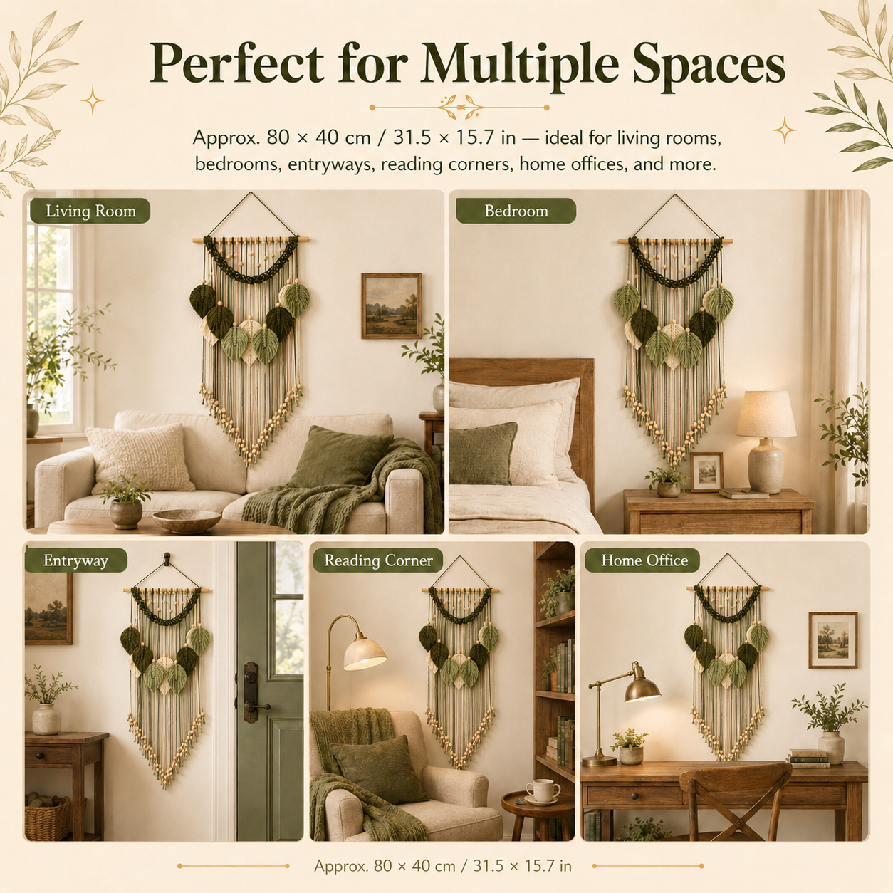 Botanical Leaf Macramé Wall Hanging