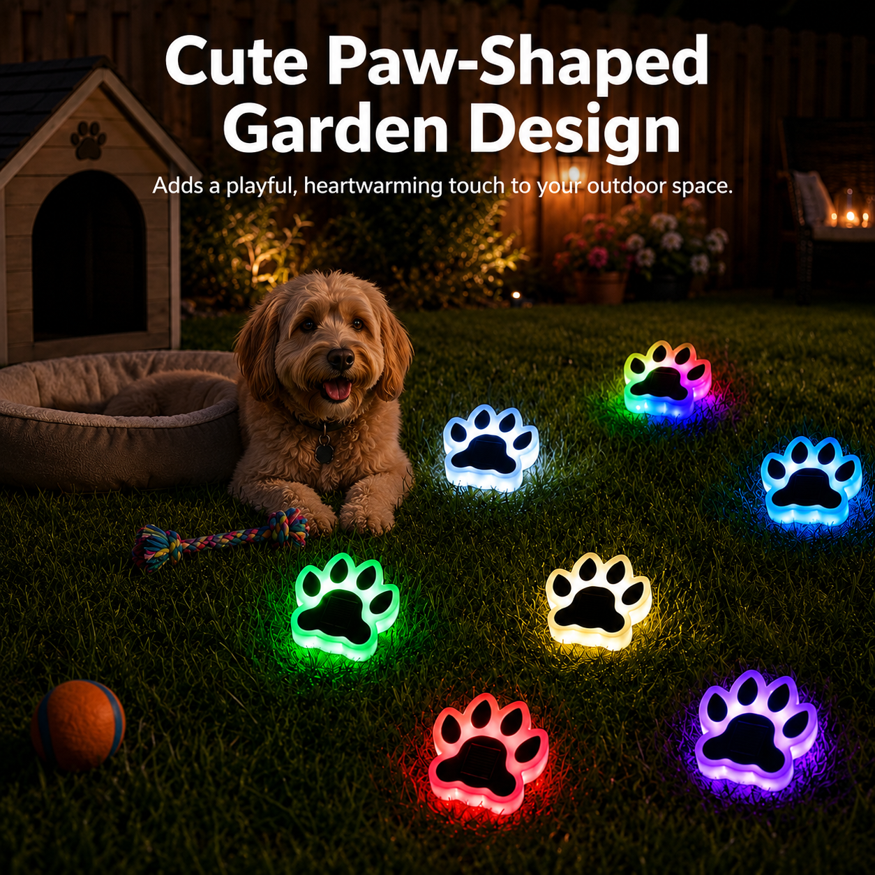 Solar Paw Path Lights for Yard, Garden & Walkway