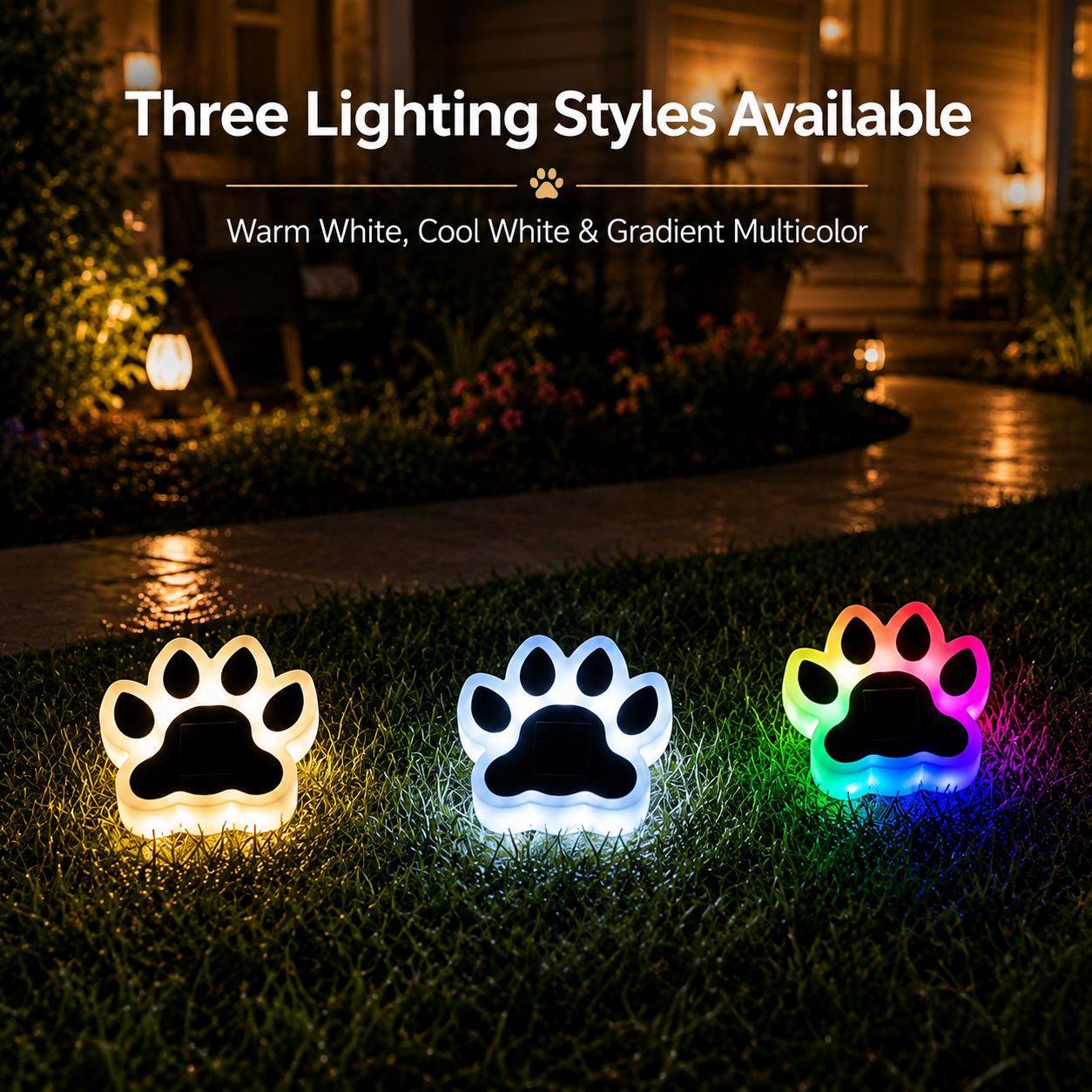 Solar Paw Path Lights for Yard, Garden & Walkway
