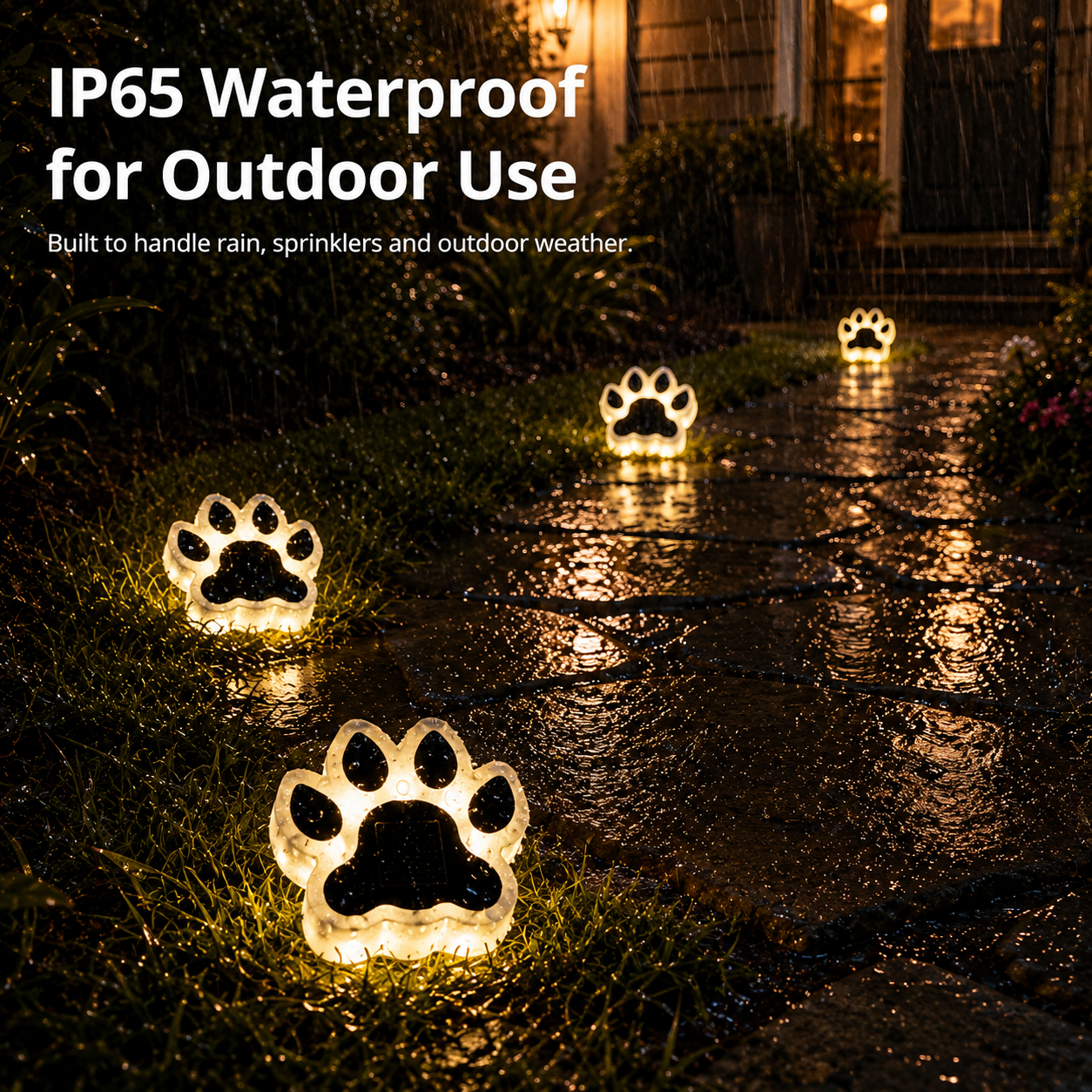 Solar Paw Path Lights for Yard, Garden & Walkway