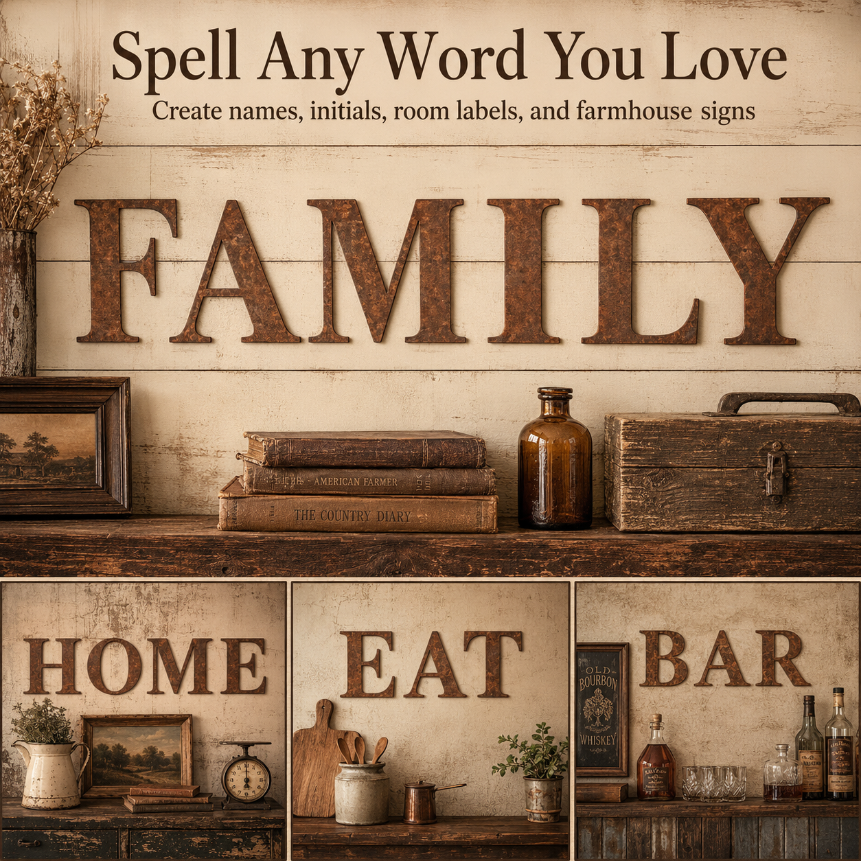 Rustic Metal Letter Wall Decor