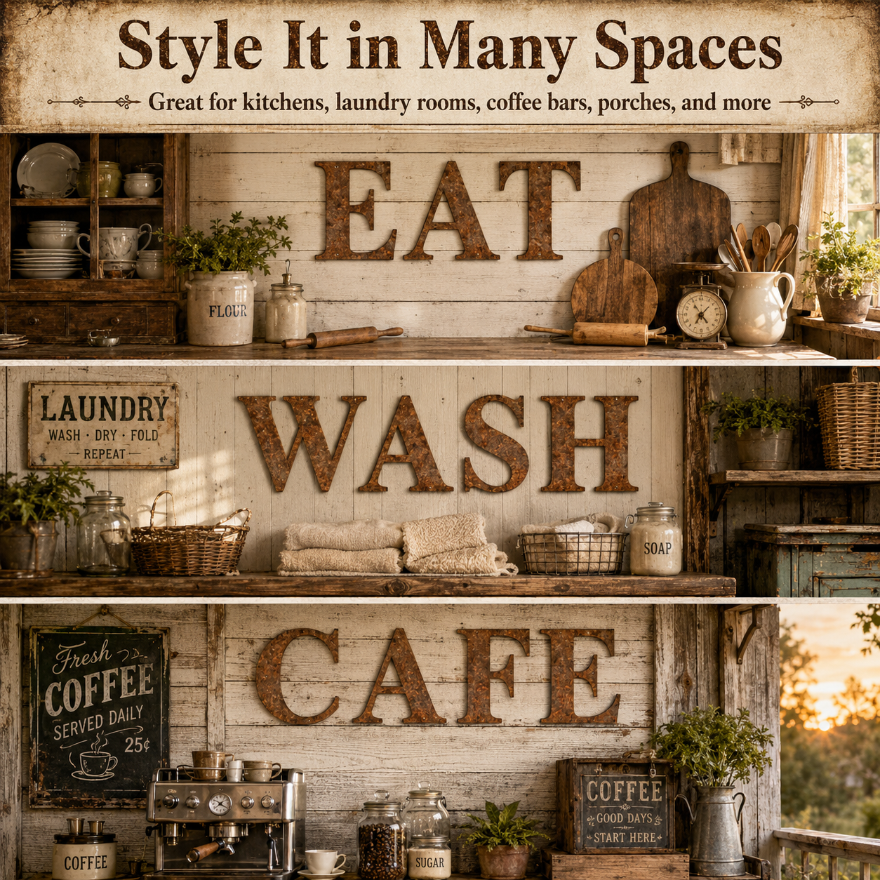 Rustic Metal Letter Wall Decor