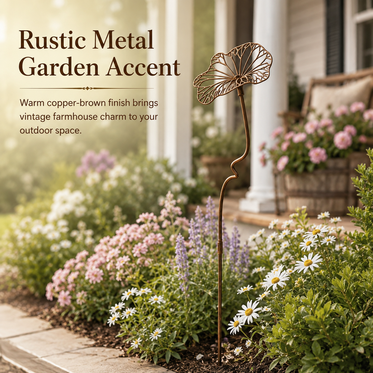 Rustic Metal Flower Garden Stake
