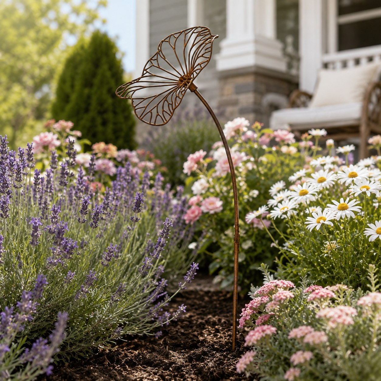 Rustic Metal Flower Garden Stake