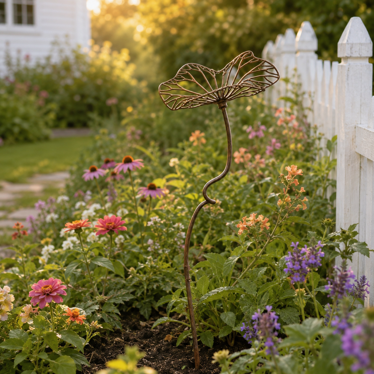 Rustic Metal Flower Garden Stake