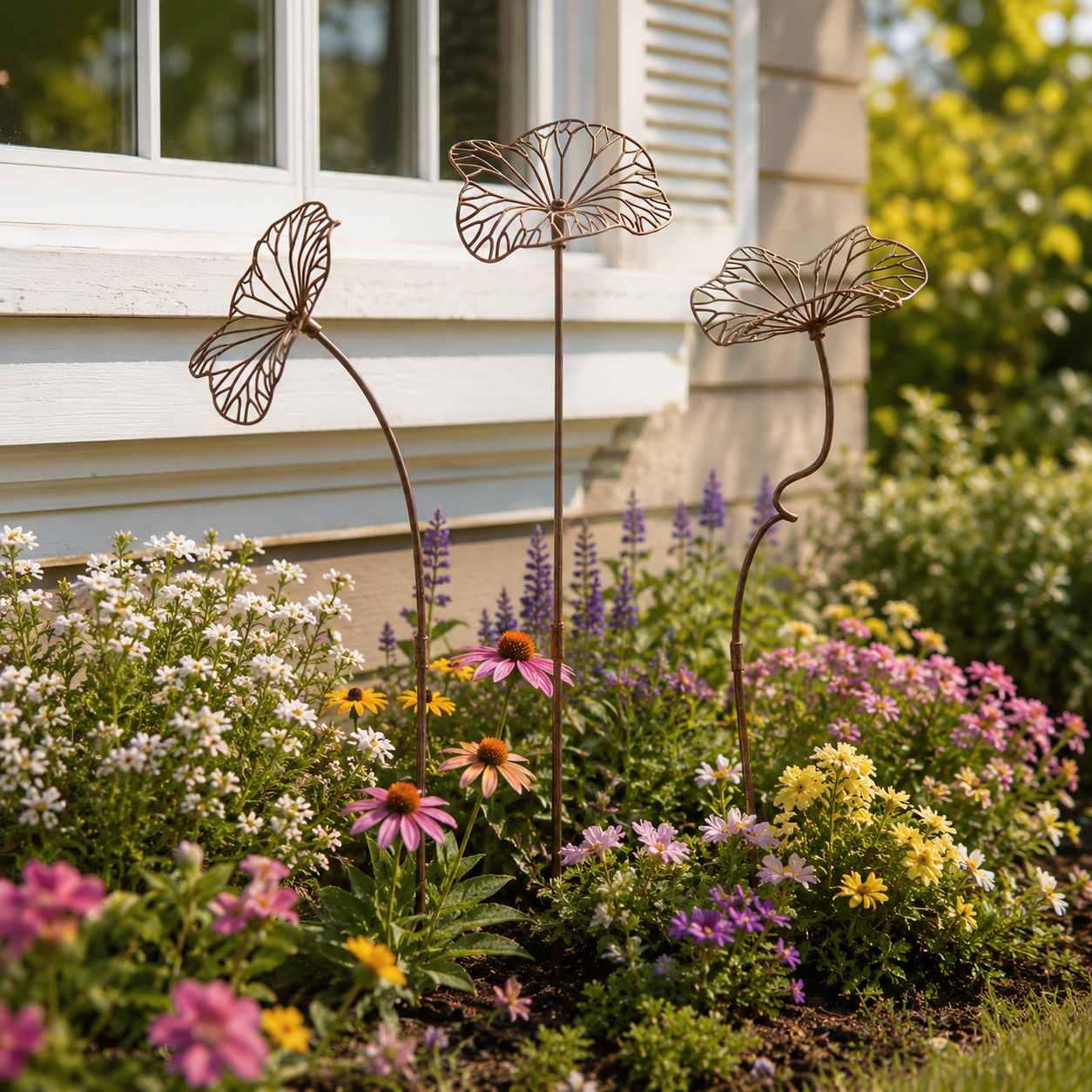Rustic Metal Flower Garden Stake