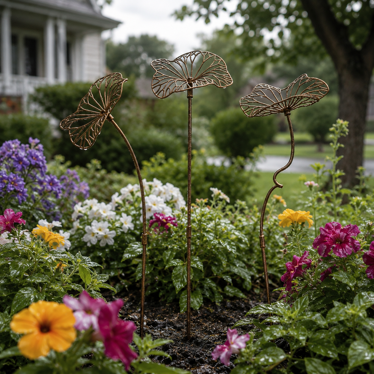 Rustic Metal Flower Garden Stake